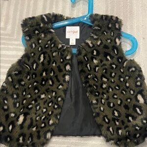 Cat & Jack Kids Faux Fur Vest - Black and Brown Leopard Print